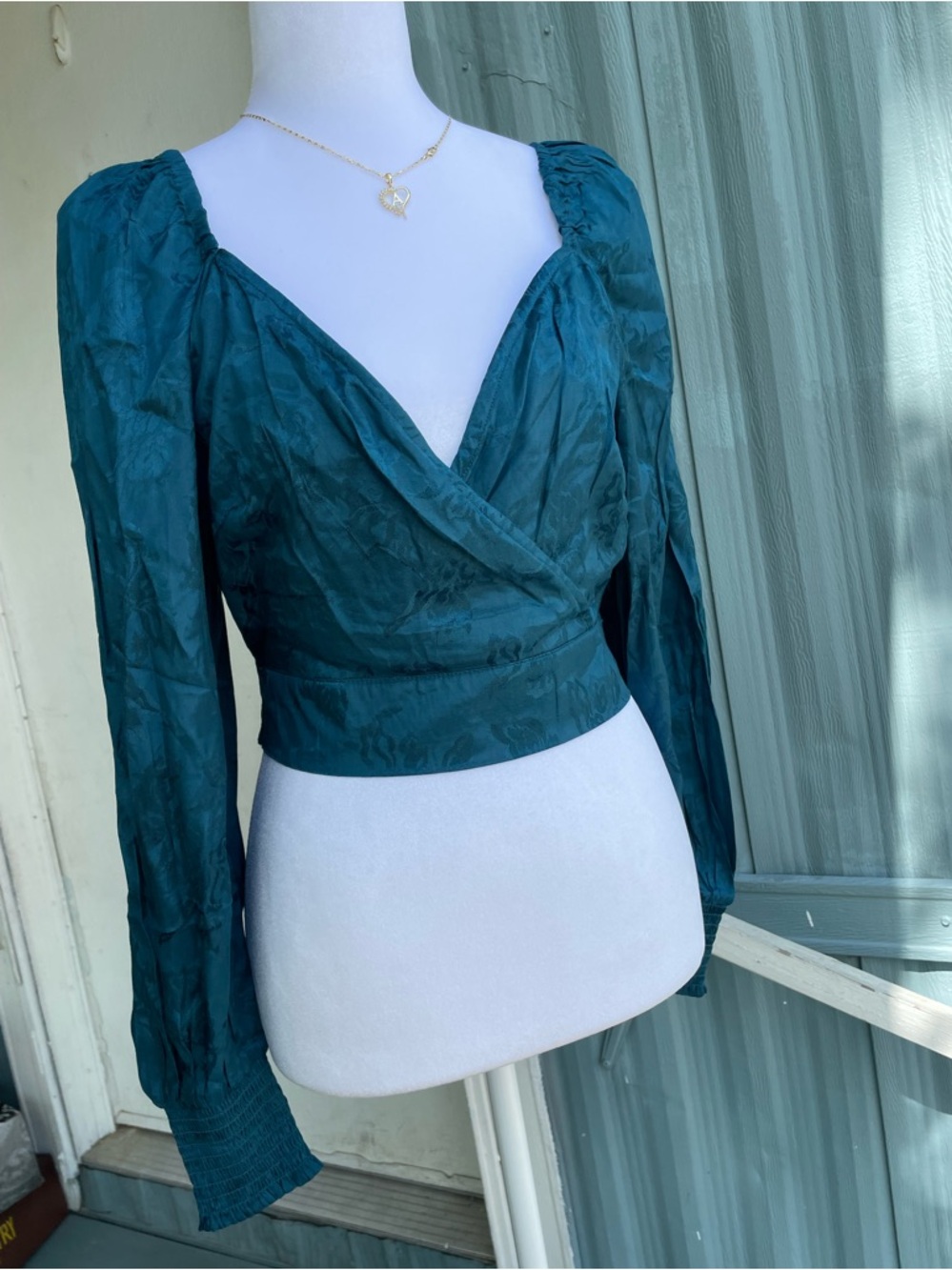 NWT Band of the Free Camille Crossover Crop Top Deep Teal Size: S